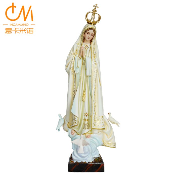 【现货】葡萄牙木雕-法蒂玛圣母-带鸽子-60厘米 Catholic religious art