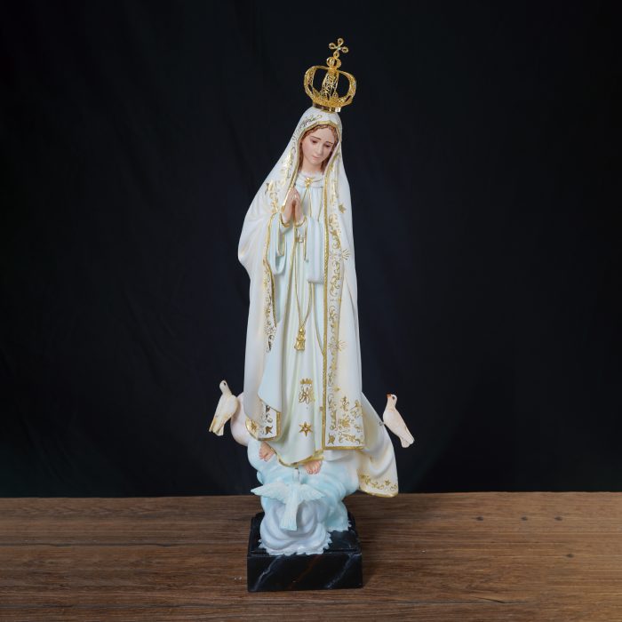 【现货】葡萄牙木雕-法蒂玛圣母-带鸽子-60厘米 Catholic religious art