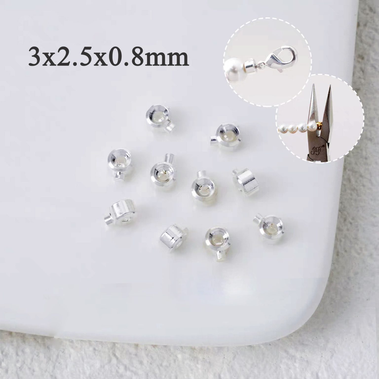 方形高压锅扣 3x2.5mm 铜镀铜镀白金 银色 单个