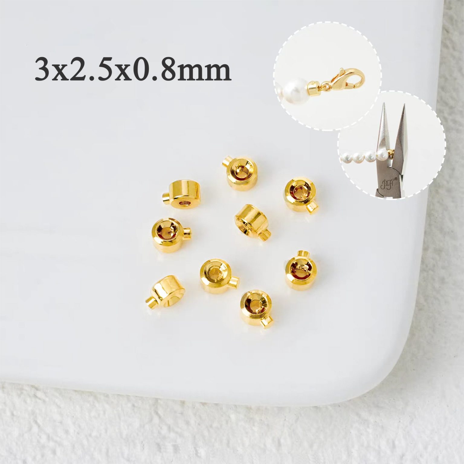 方形高压锅扣 3x2.5mm 铜镀18k金 金色 单个