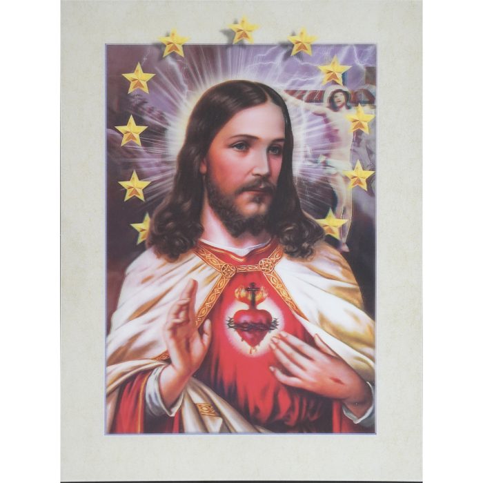 3D立体圣像画-耶稣圣心A款-39.5x29.5cm Catholic religious art