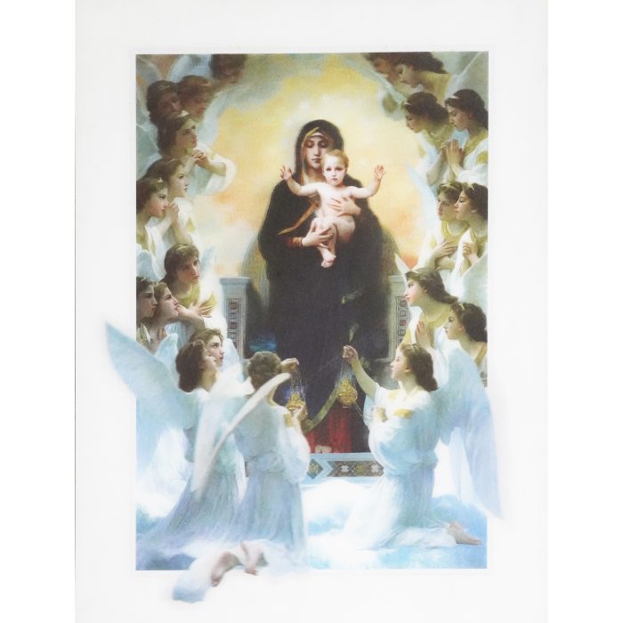 3D立体圣像画-圣母抱耶稣与众天使-39.5x29.5cm Catholic religious art