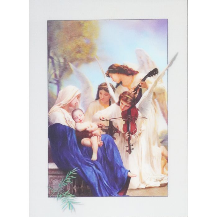 3D立体圣像画-圣母抱耶稣天使奏乐-39.5x29.5cm Catholic religious art