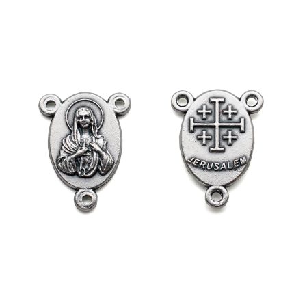 DIY三通-圣母圣心+耶路撒冷十字架-锌合金-1.6x1.2cm