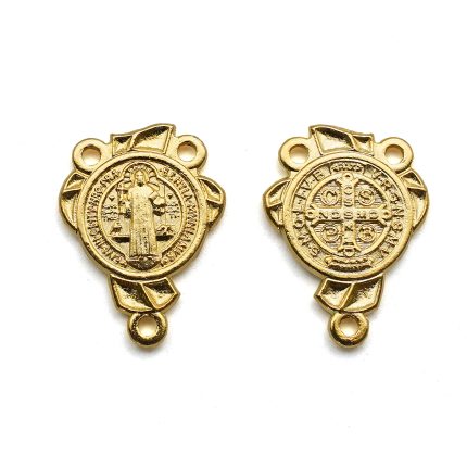 DIY三通-圣本笃-金色-锌合金-2.0x1.6cm