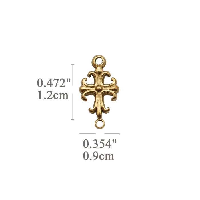 DIY双通-十字架-克罗心-黄铜-1.2x0.9cm Catholic religious art