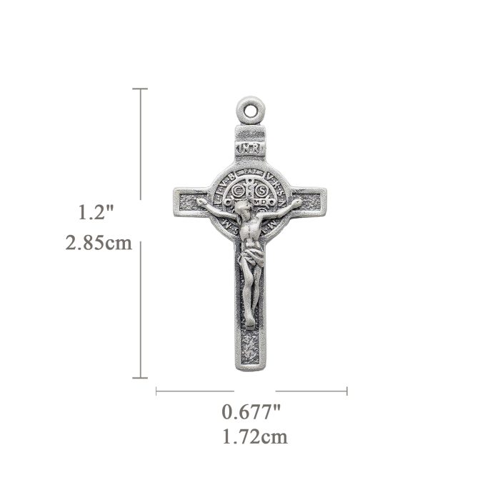 DIY十字架-本笃-925银做旧-2.85x1.72cm Catholic religious art