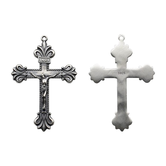 IC03CR013A DIY十字架-复古十字架-925银做旧-4.8x3.4cm Catholic religious art