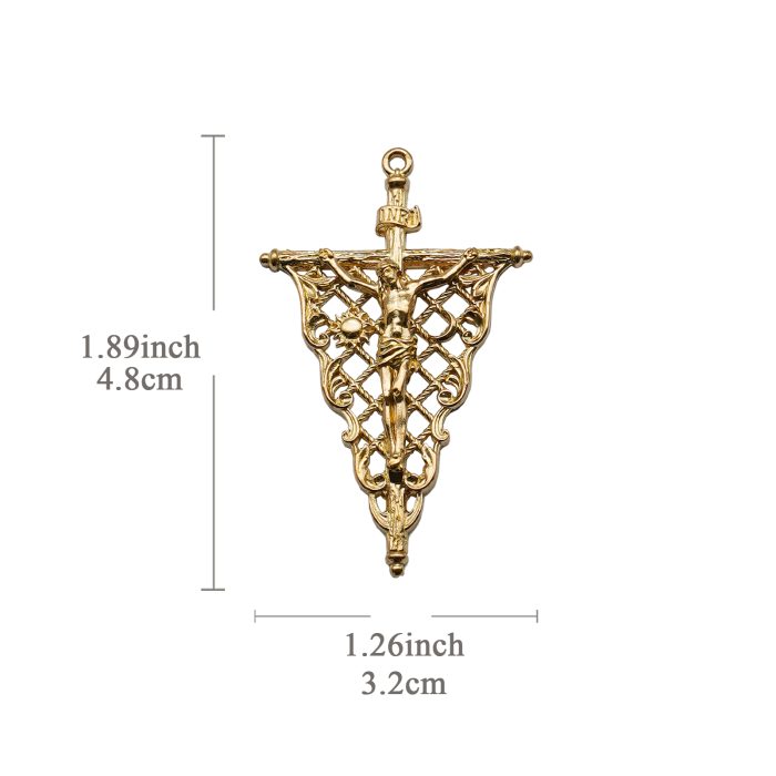 DIY十字架-复古镂空-黄铜-4.8x3.2cm Catholic religious art