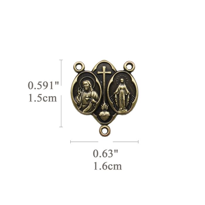DIY三通-圣衣圣牌+显灵圣牌-(高清细节)黄铜做旧-1.5cm Catholic religious art
