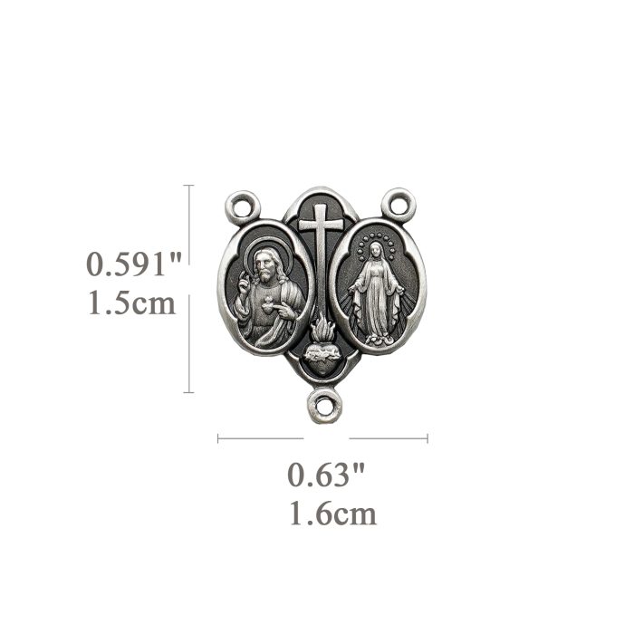 DIY三通-圣衣圣牌+显灵圣牌-(高清细节)925银做旧-1.5cm Catholic religious art