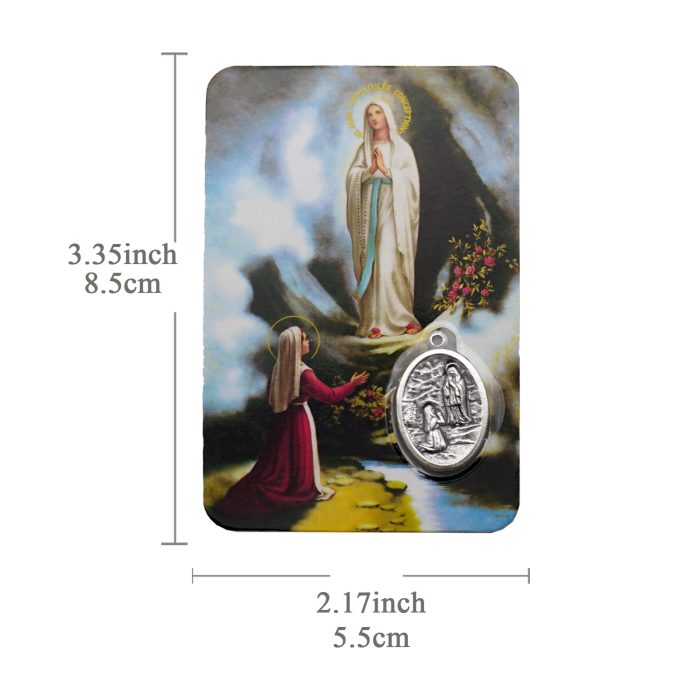 圣牌卡片-露德圣母和伯尔纳德-8.5x5.5cm Catholic religious art