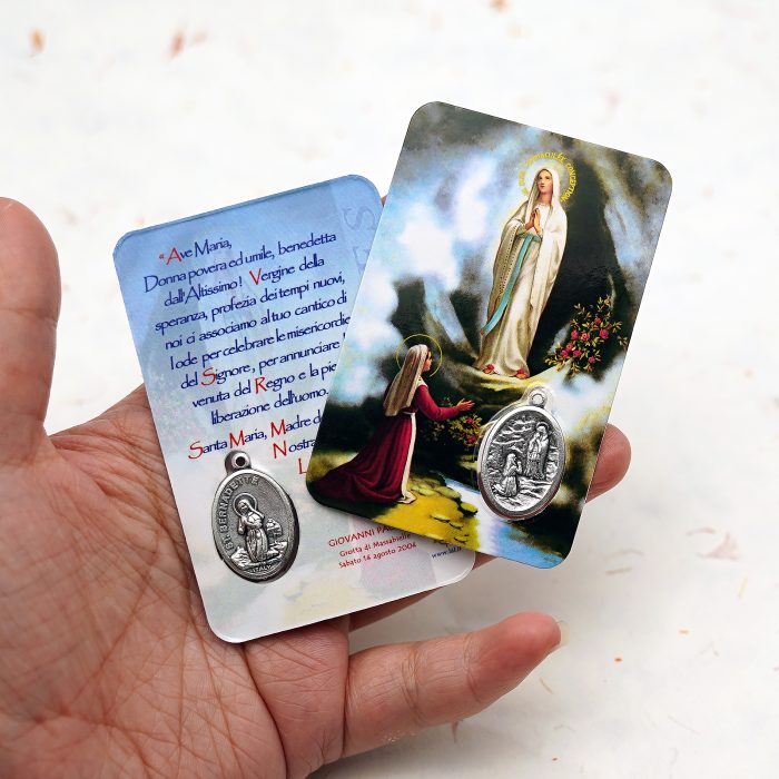 圣牌卡片-露德圣母和伯尔纳德-8.5x5.5cm Catholic religious art