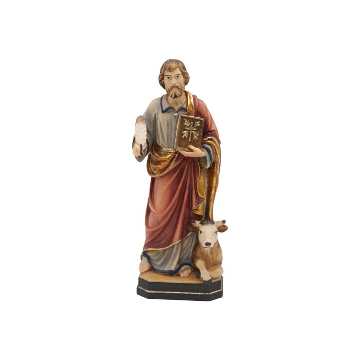 【现货】阿尔卑斯木雕-圣史路加（St Luke Evangelist with bull）-彩色-12cm