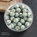 DIY珠子-陶瓷花釉圆珠-绿白色8mm