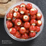 DIY珠子-陶瓷花釉圆珠-红色8mm