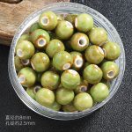 DIY珠子-陶瓷花釉圆珠-绿色8mm