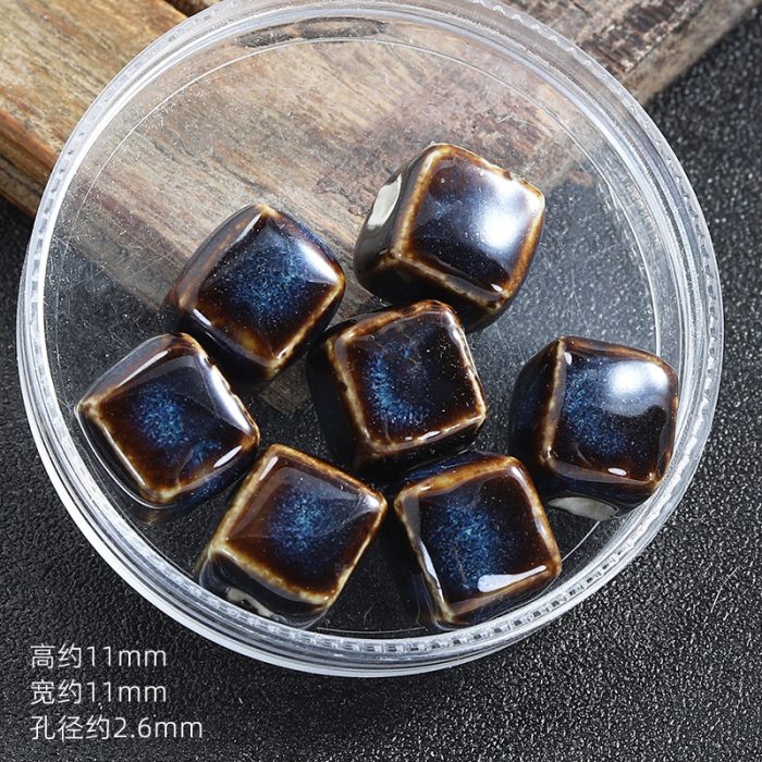 DIY珠子-陶瓷花釉方珠-宝石蓝-10mm Catholic religious art