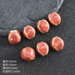 DIY珠子-陶瓷花釉复古异形珠-粉色12x10mm