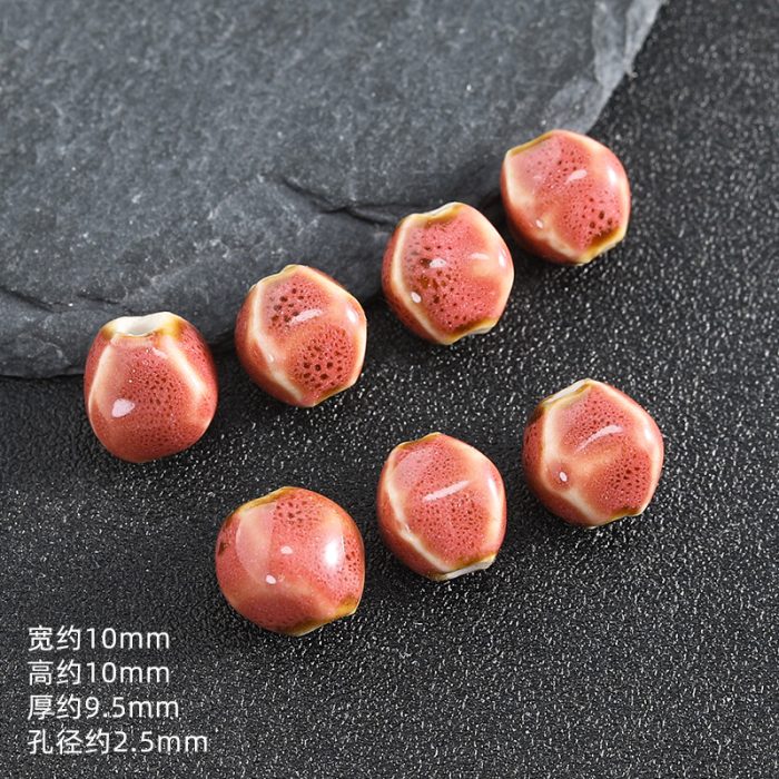 DIY珠子-陶瓷花釉复古异形珠-粉色12x10mm Catholic religious art