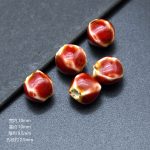 DIY珠子-陶瓷花釉复古异形珠-红色-12x10mm