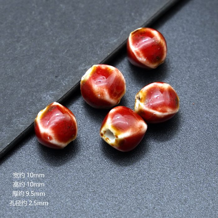 IC03BCE003.04-12x10MM DIY珠子-陶瓷花釉复古异形珠-红色-12x10mm Catholic religious art