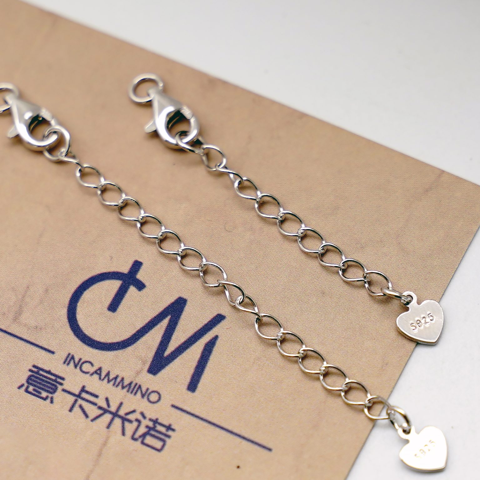 DIY-龙虾扣-925银-银色-带延长链3cm/5cm