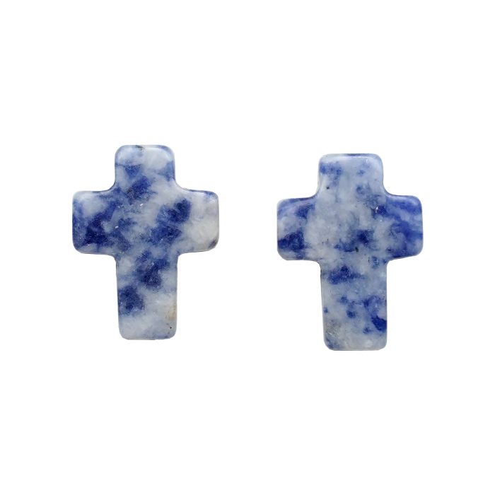 DIY双通-十字架-蓝点-1.6x1.2cm Catholic religious art