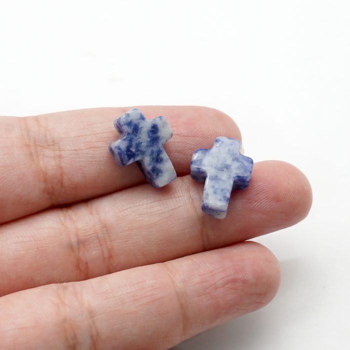 DIY双通-十字架-蓝点-1.6x1.2cm Catholic religious art