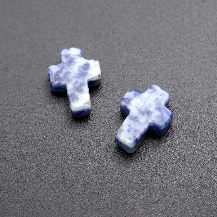 DIY双通-十字架-蓝点-1.6x1.2cm Catholic religious art