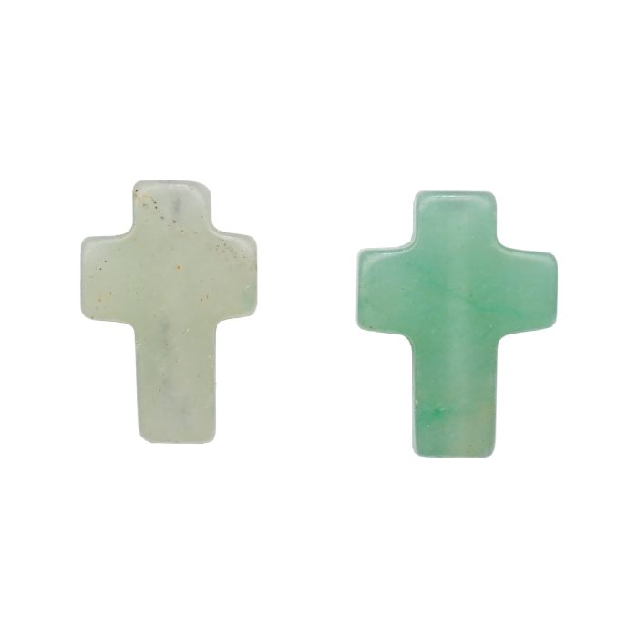 DIY双通-十字架-绿东陵-1.6x1.2cm Catholic religious art