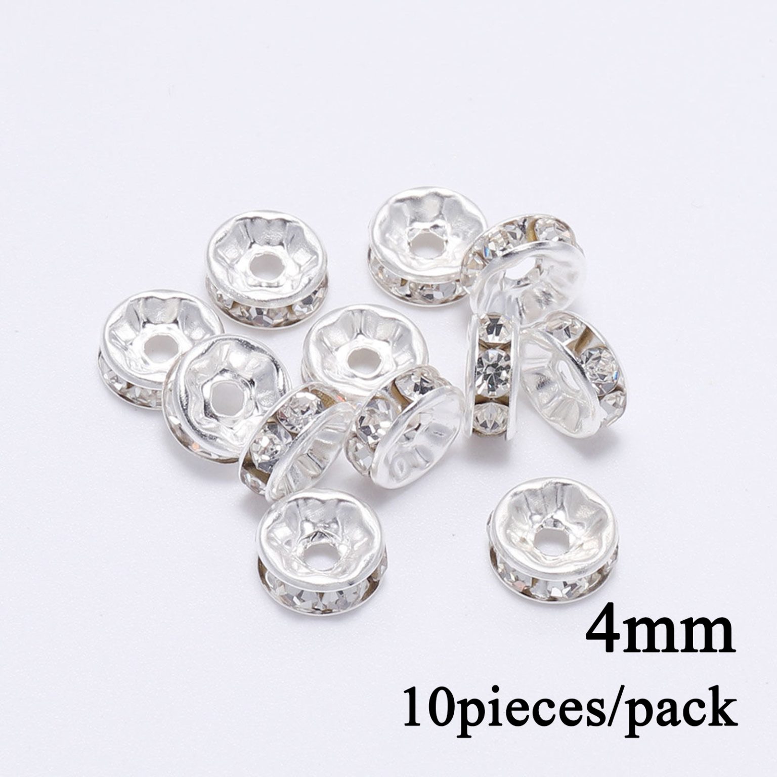 DIY隔片-镶钻-车轮珠-多种颜色-4x2mm-10/包