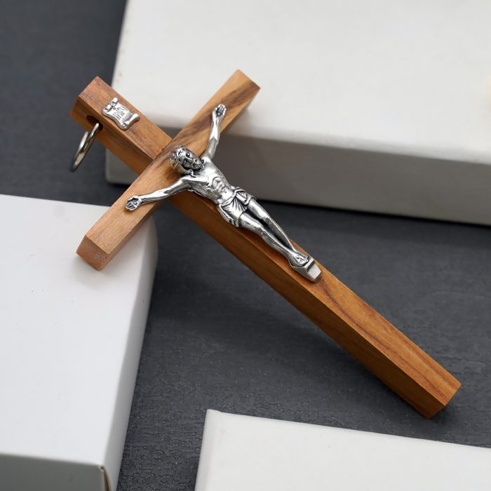 十字架-基督-橄榄木制-锌合金-10x5cm Catholic religious art