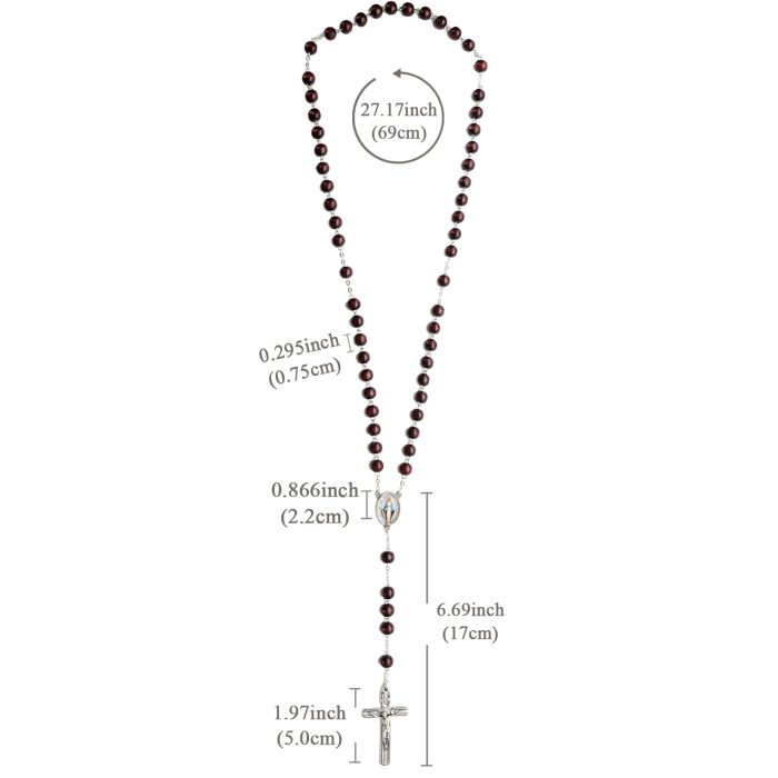 玫瑰念珠-紫檀套装-无染原罪-彩色-925银浮雕像-带盒 Catholic religious art