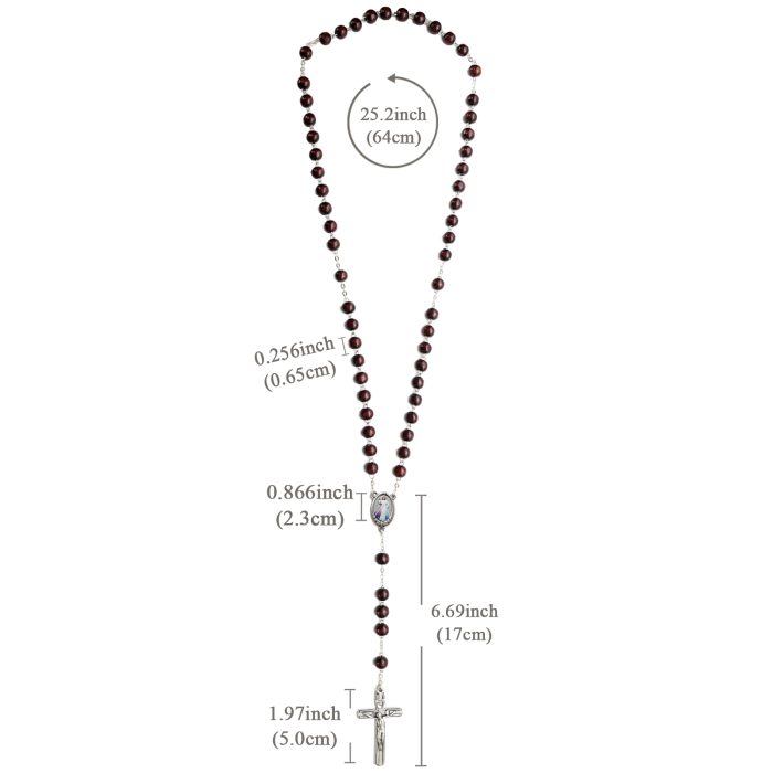 玫瑰念珠-紫檀套装-上主慈悲-彩色-925银浮雕像-带盒 Catholic religious art