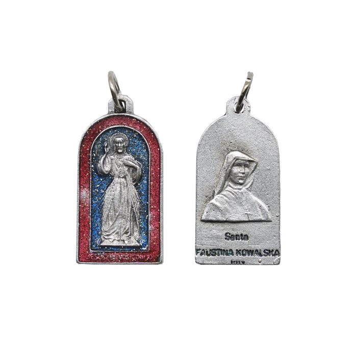 圣牌-傅天娜-上主慈悲-镀珐琅彩-带圈-2.4x1.4cm Catholic religious art