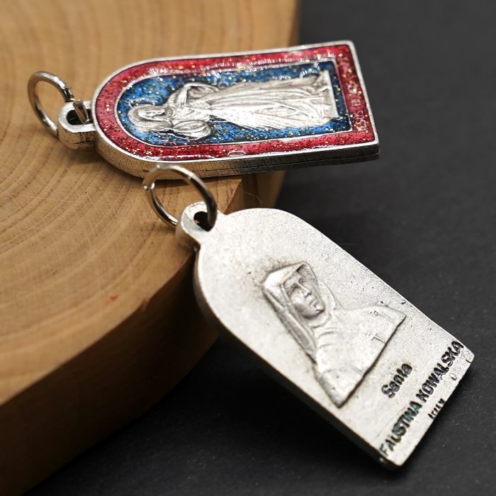 圣牌-傅天娜-上主慈悲-镀珐琅彩-带圈-2.4x1.4cm Catholic religious art