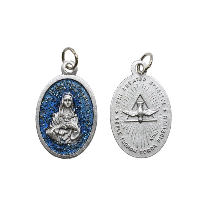 合金圣牌-圣神-蓝珐琅带圈2.5x1.8cm Catholic religious art