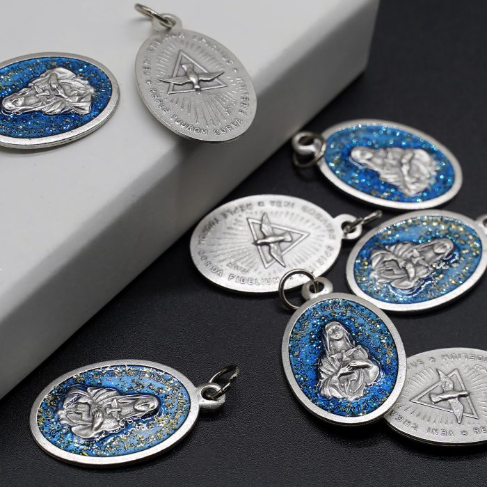 合金圣牌-圣神-蓝珐琅带圈2.5x1.8cm Catholic religious art