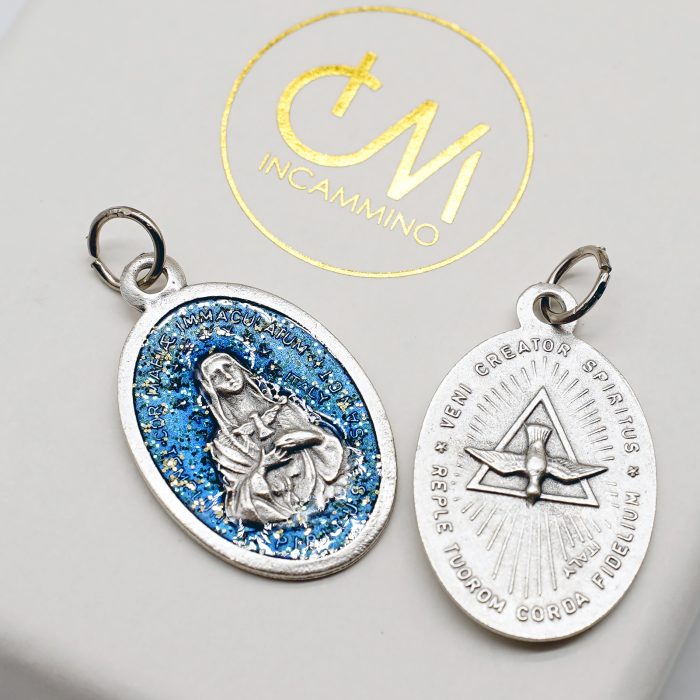 合金圣牌-圣神-蓝珐琅带圈2.5x1.8cm Catholic religious art