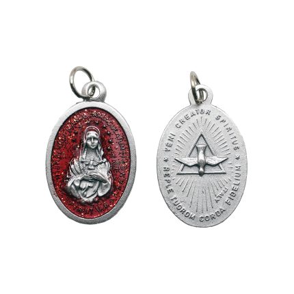 合金圣牌-圣神-红珐琅带圈2.5x1.8cm