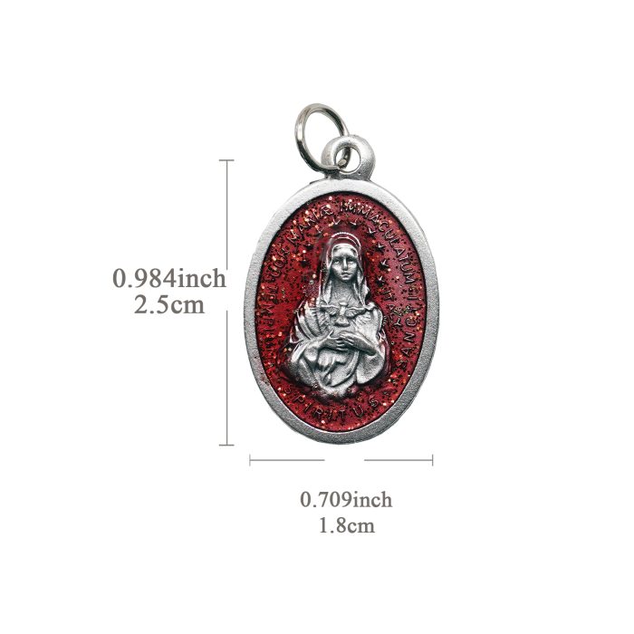 合金圣牌-圣神-红珐琅带圈2.5x1.8cm Catholic religious art