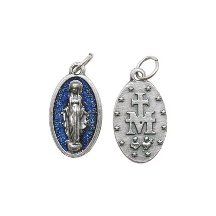 DIY小吊牌-椭圆-圣母显灵-蓝珐琅处理-2x1.3cm