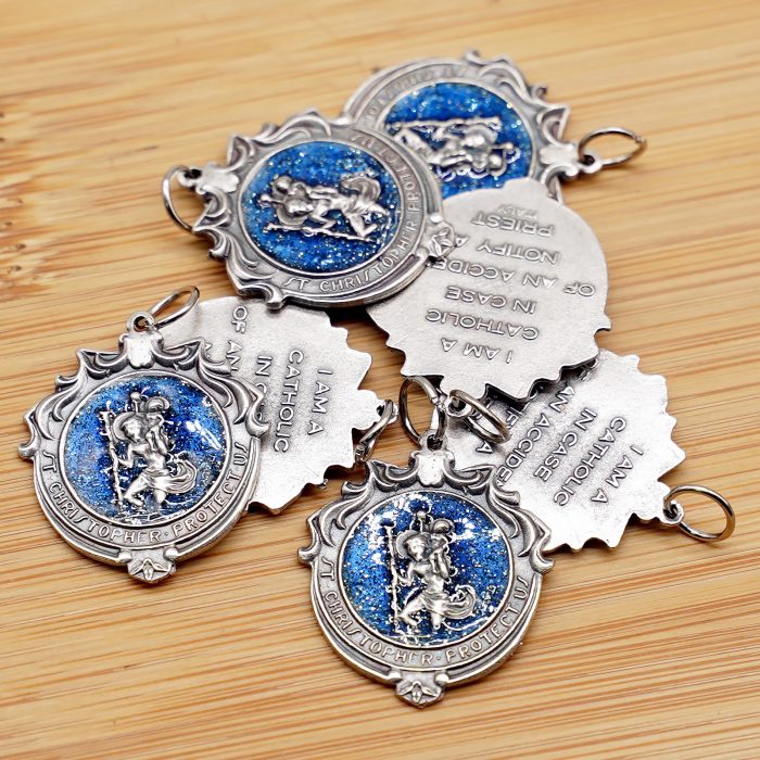 合金圣牌-基多福-蓝珐琅-2.4x2.2cm Catholic religious art