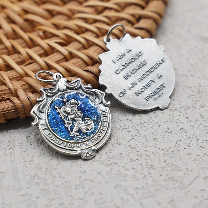 合金圣牌-基多福-蓝珐琅-2.4x2.2cm Catholic religious art