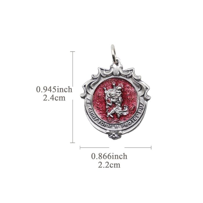 合金圣牌-基多福-红珐琅-2.4x2.2cm Catholic religious art