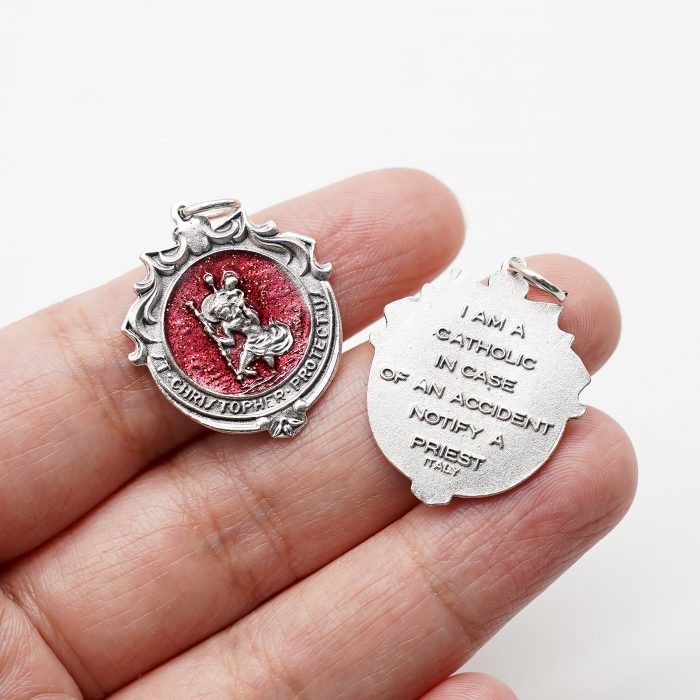 合金圣牌-基多福-红珐琅-2.4x2.2cm Catholic religious art