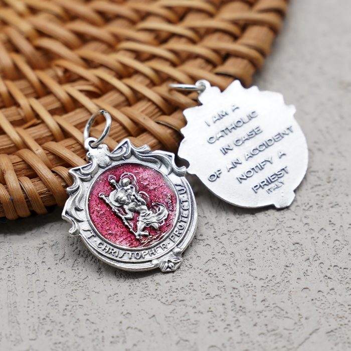 合金圣牌-基多福-红珐琅-2.4x2.2cm Catholic religious art