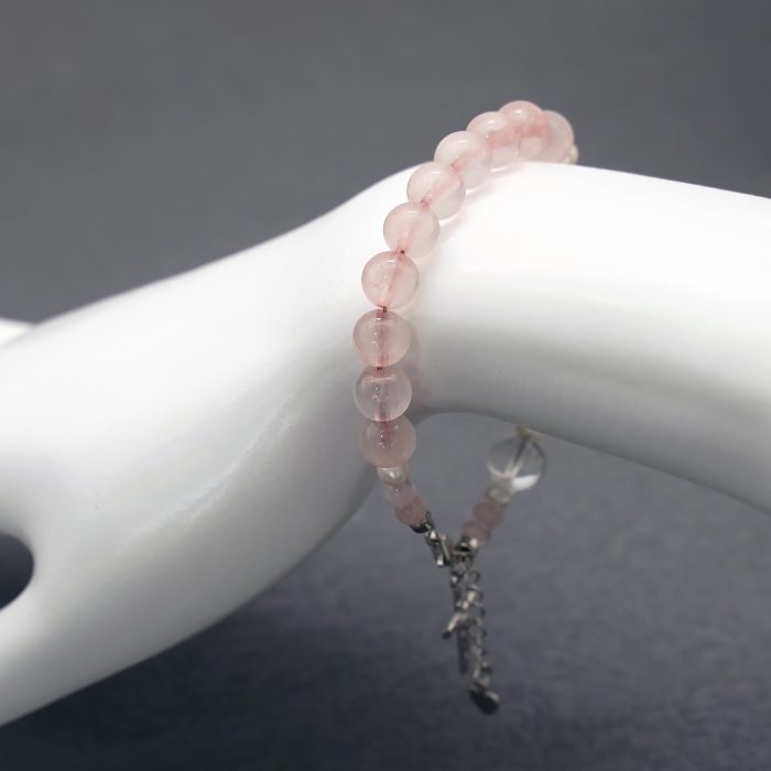 粉水晶珍珠-925银十字架-龙虾扣-8mm Catholic religious art