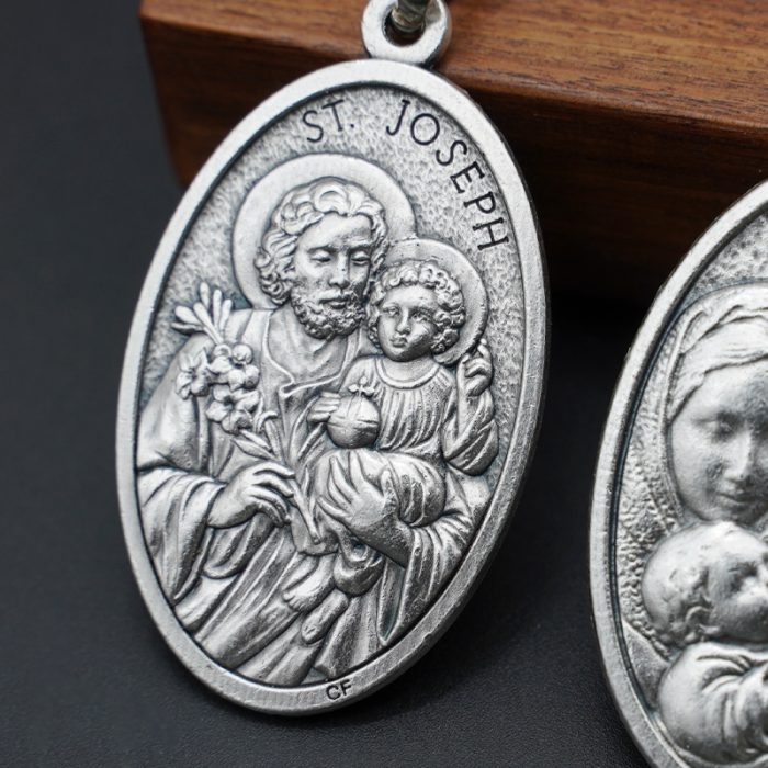 钥匙扣-圣若瑟+圣家-锌合金-9.5cm Catholic religious art